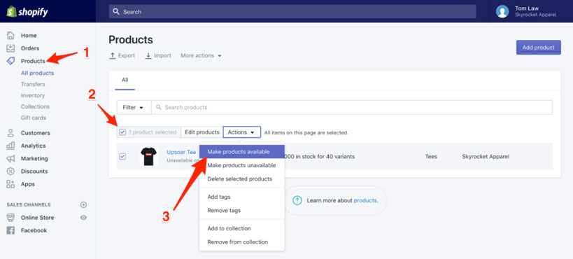 اتصال فروشگاه Shopify صفحه فیس بوک